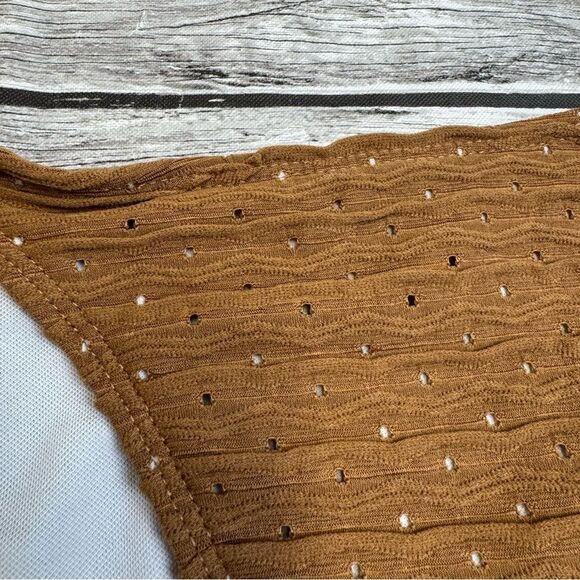 Unbranded Women's Cheeky Ruffle Bikini Bottoms Cognac Brown L LG Large Textured - Picture 3 of 8